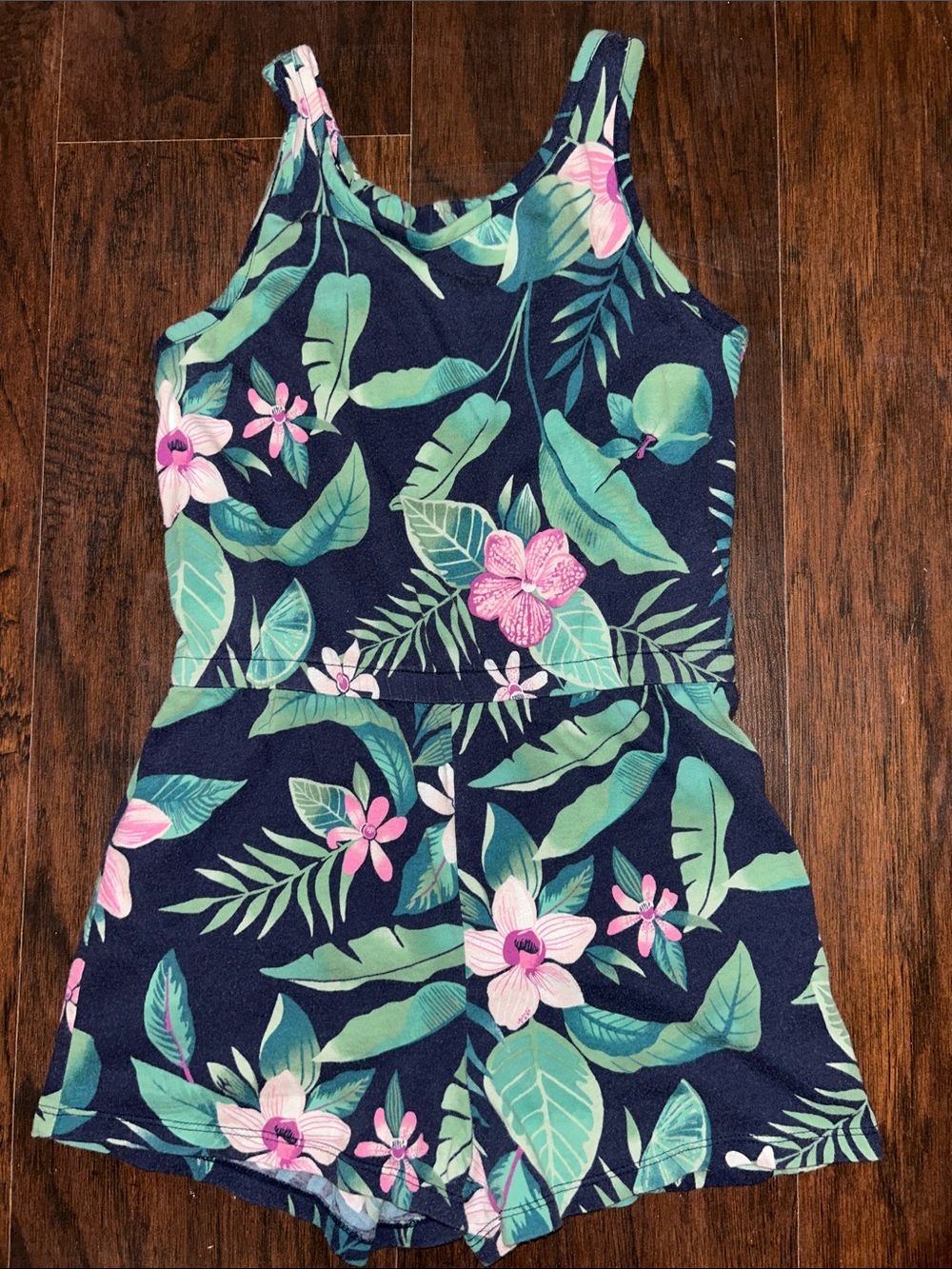 Old Navy Girl’s Navy Floral Tropical Romper Sz L (10/12)